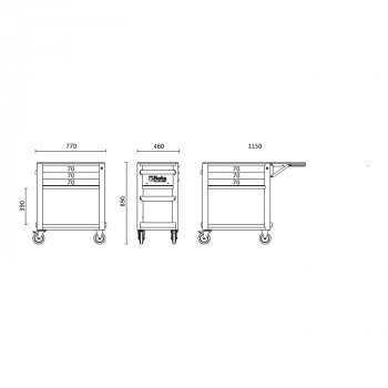 BETA Worker Werkstatt Servicewagen ROT mit 3 Schubladen und 189-teiligem Werkzeugsatz