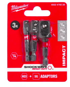 Milwaukee Shockwave Adapter-Set ¼"-⅜"-½" 3-tlg