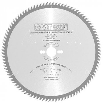 CMT-Sägeblatt für Schichtstoffplatten, NE-Metall, Kunststoff - D250x3,2 d30 Z80 HW Low Noise