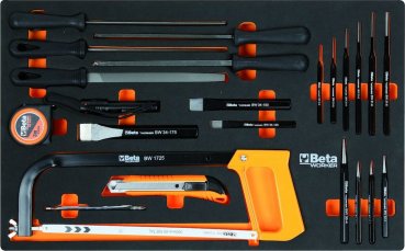 BETA Worker Werkzeugwagen ROT mit 9 Schubladen und 487-teiligem Werkzeugsortiment