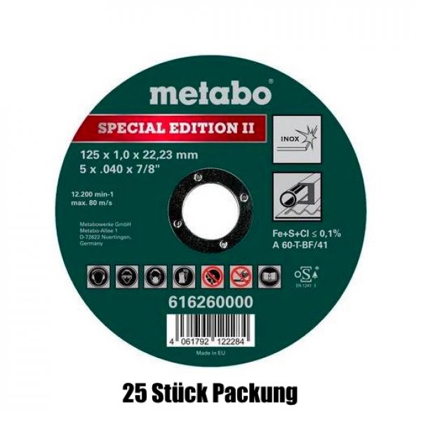 METABO Trennscheibe SpecialEdition II 125x1,0x22,23mm Inox 25 Stück