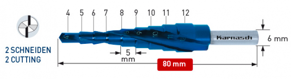 Karnasch Stufenbohrer CBN geschliffen Blue-Dur 4-12mm