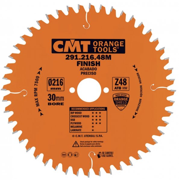 CMT Orange Kreissägeblatt für Alu, Kunststoff- D216x2,8 d30 Z80 HW