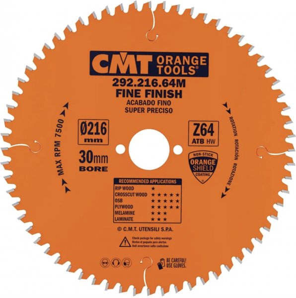 CMT Orange Feintrennsägeblatt  D216x2,8 d30 Z80 HW -5°Neg