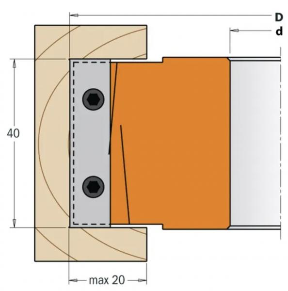 CMT Falz- und 40mm-Profile Messerköpf MAN - D98x40-50 d30 Z2+2 ALU