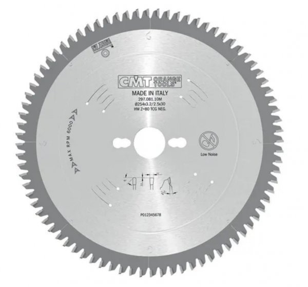 CMT Sägeblätter für Nicht-Eisenmetalle, Kunststoffe - D260x2,8 d30 Z80 HW Low Noise