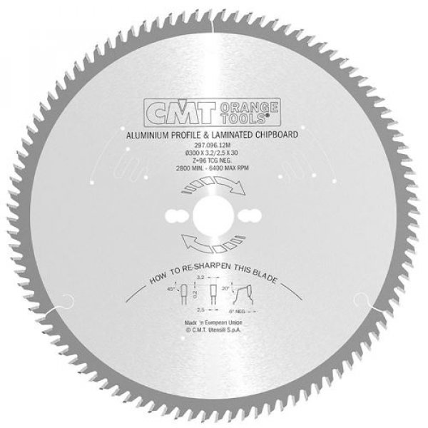 CMT-Sägeblatt für Schichtstoffplatten, NE-Metall, Kunststoff - D250x3,2 d30 Z80 HW Low Noise