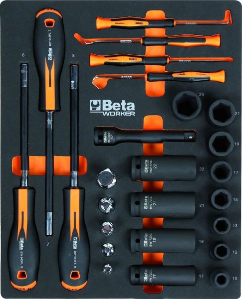 BETA Worker Werkzeugwagen GRAU mit 9 Schubladen und 487-teiligem Werkzeugsortiment