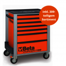 BETA Worker Werkzeugwagen ORANGE mit 7 Schubladen und 309-teiligem Werkzeugsortiment
